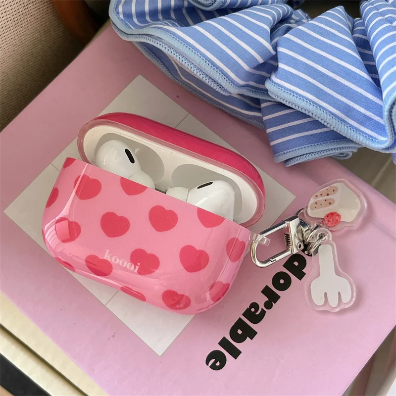 

Wireless Bluetooth Headphones with Pendant Earphone Case Korean Sweet Pink Girl Love for Airpods1 2 3 Apple