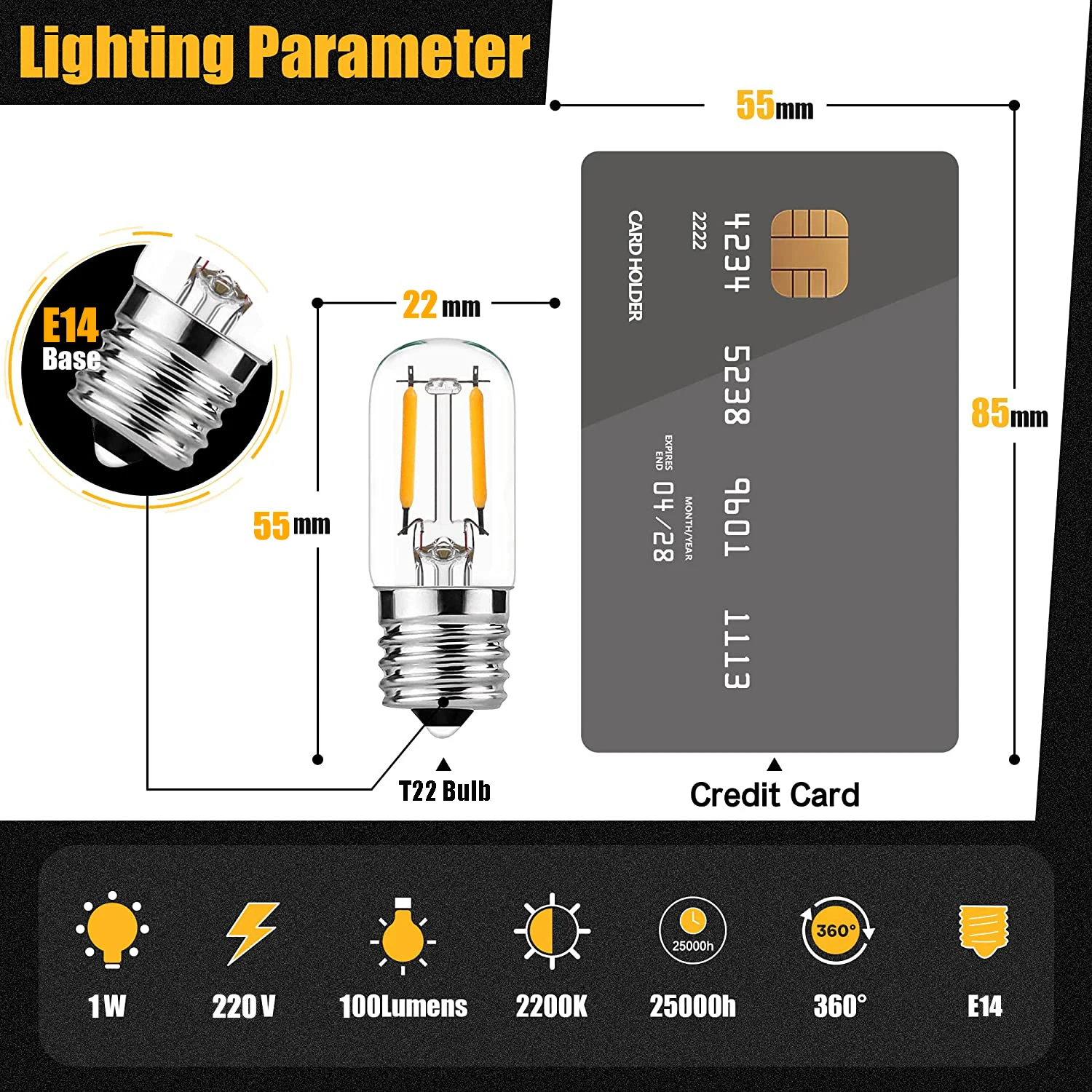 Retro Salt Lamp Replace Bulb E14 220V 1W Dimmable Mini Night Light Tubular Ampoule 10W Equivalent LED Filament Bulb Home Decor