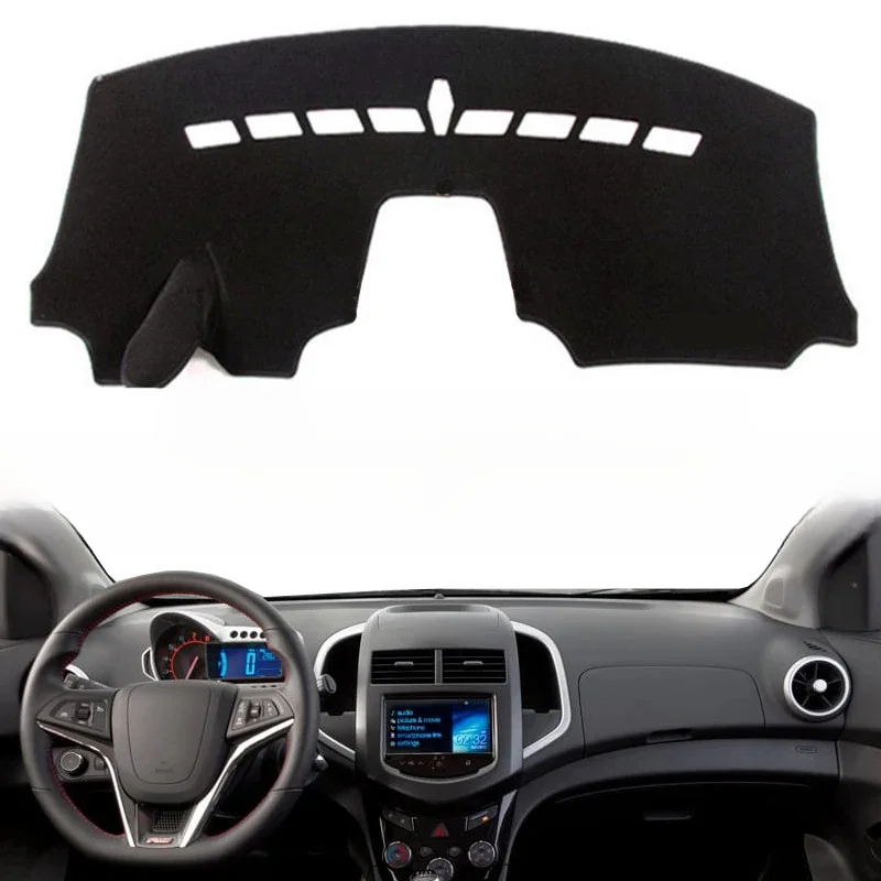 TAIJS pokrywa deski rozdzielczej samochodu mata na deskę rozdzielczą Dash Pad DashMat dywan anty-uv antypoślizgowe dla Chevrolet Sonic / Aveo 2012 2013 2014 2015 2016 — zdjęcie 2