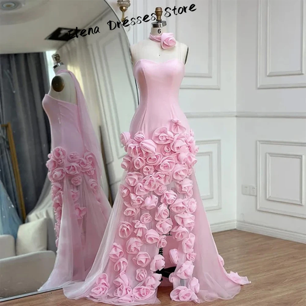 Sereia 3d flor decoração vestidos de noite personalizado elegante sem alças vestido de baile alta qualidade dubai vestidos de ocasião sob medida
