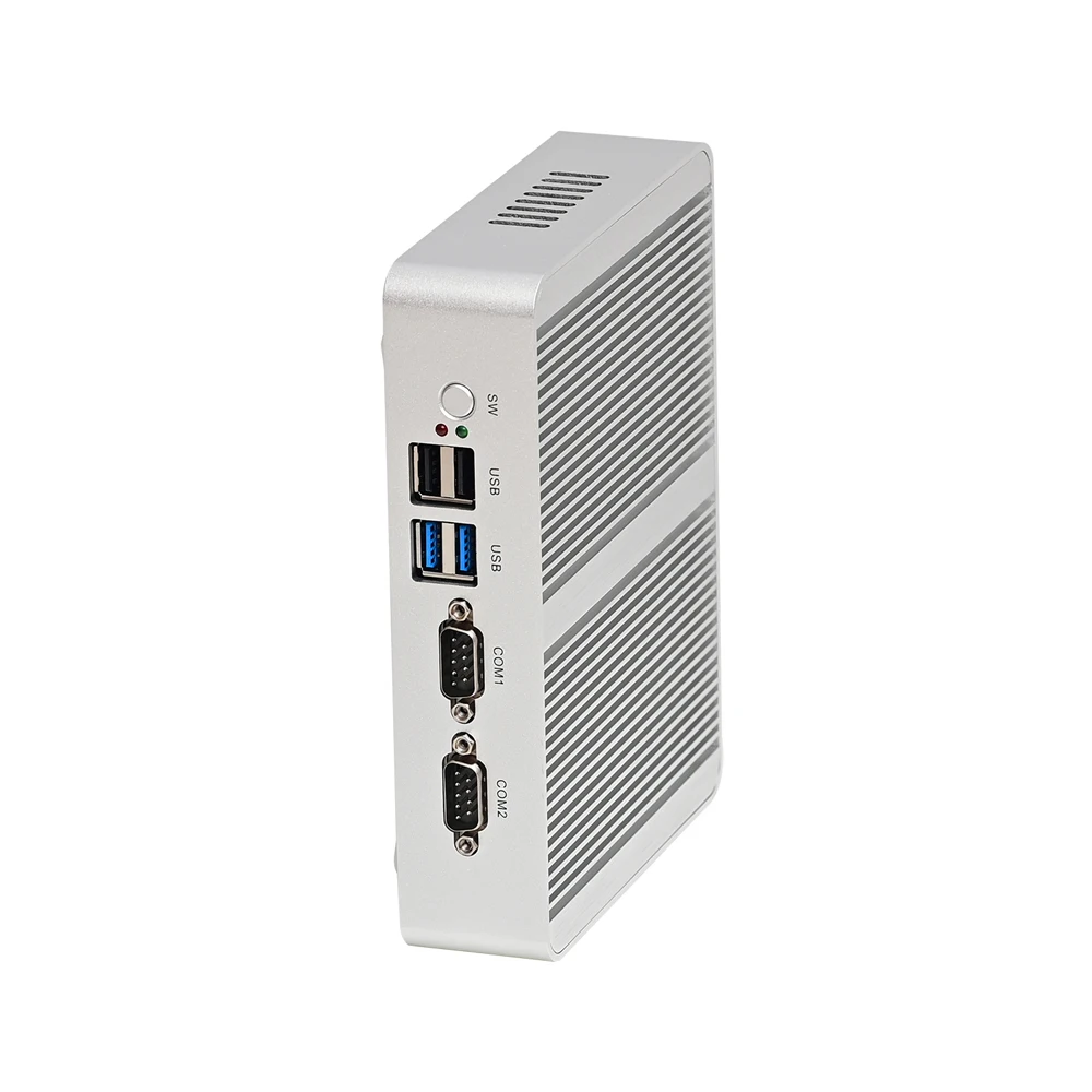 HUNSN Mini-pc zonder ventilator, desktopcomputer, HTPC, Kodi Box, Intel Celeron 4205U, Windows 11/Linux Ubuntu, BM32, AC WiFi, BT,2COM,2LAN,HDMI