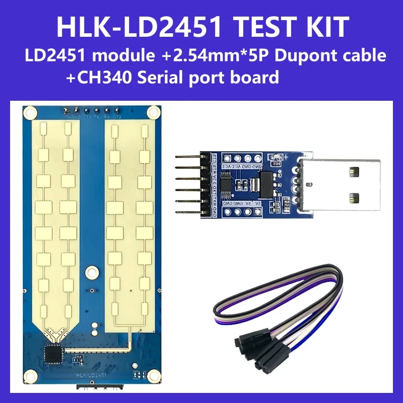 HLK-LD2451 24Ghz Vehicle Status Detection Module Millimeter wave radar Sensing distance 100m Support GPIO UART Output FMCW FM