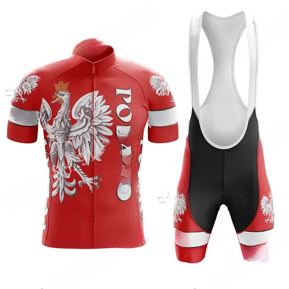 AliExpress 2023 Poland Cycling Jersey Team Set Polish Mens Bicycle Clothing Road Bike Shirts Suit Bicycle Bib Shorts MTB Maillot Ropa