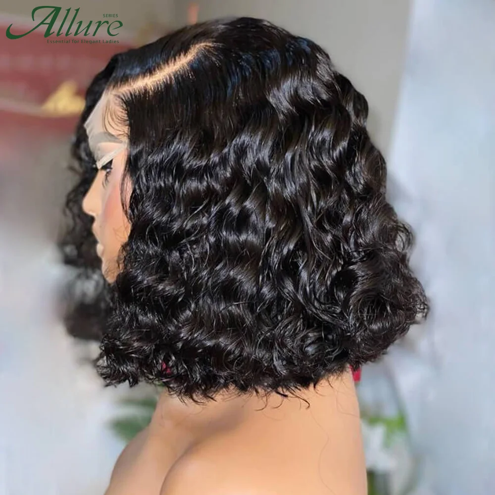 Short Curly Bob Human Hair Wigs Wear to Go Glueless Wigs Black Women Curly Part Lace Wigs Deep Curly Brazilian Hair Wig Allure