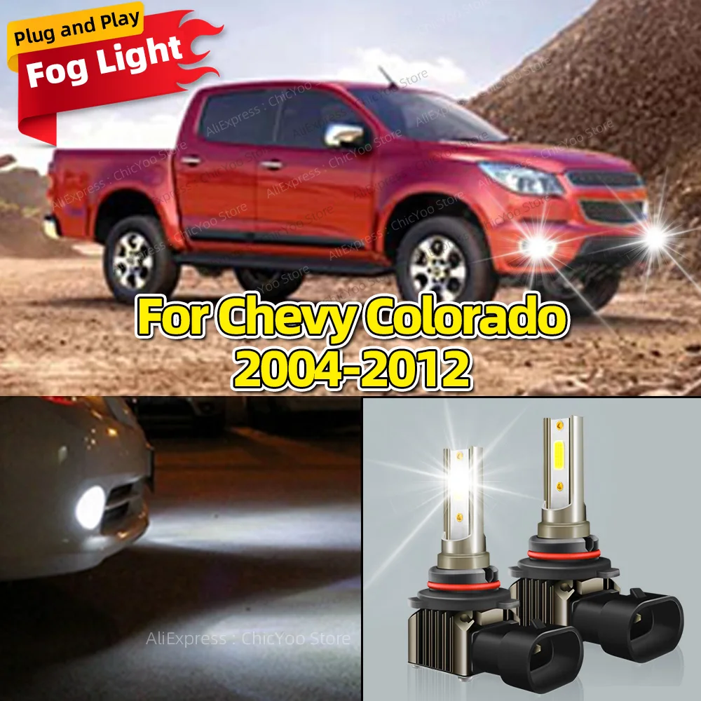 2PCS LED Car Front Fog Light Bulbs 6000K Lamps 9045 9145 H10 For Chevy Colorado 2004 2005 2006 2007 2008 2009 2012