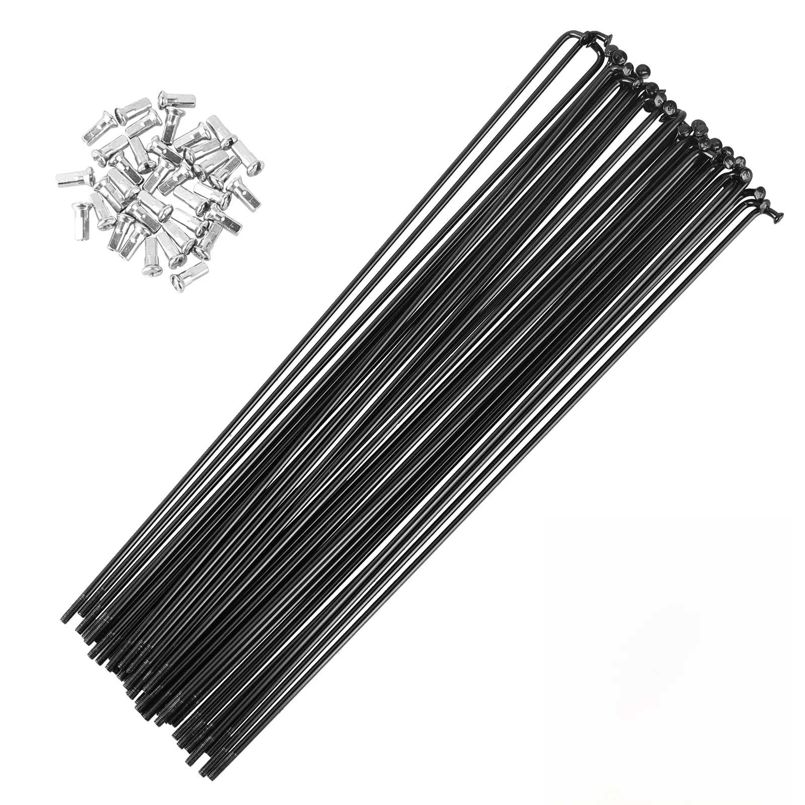 AliExpress NONE 12G Bicycle Spokes with Nipples Stainless Steel J Bend Spoke For Bike Wheel / E-Bike Hub Motor Wheel Black Spoke 117-259mm 36PCS