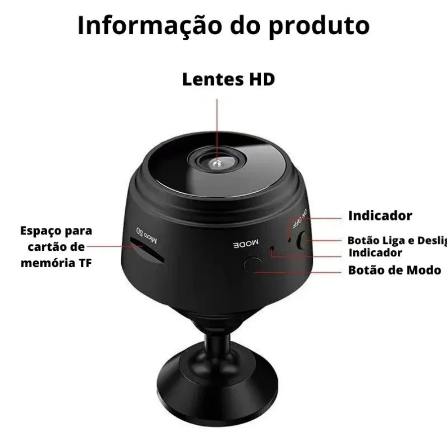 A9 Mini Camera de Monitoramento Inteligente WiFi Vigilancia Segurança HD 1080p Gravador de Video Voz sem Fio Magnético Multiuso