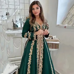 Sodigne marok kanis chen V-Ausschnitt Abendkleider Perlen A-Linie formelle Ballkleid Kaftan Spitze Applikationen Abend party Kleid Robe de Mariée