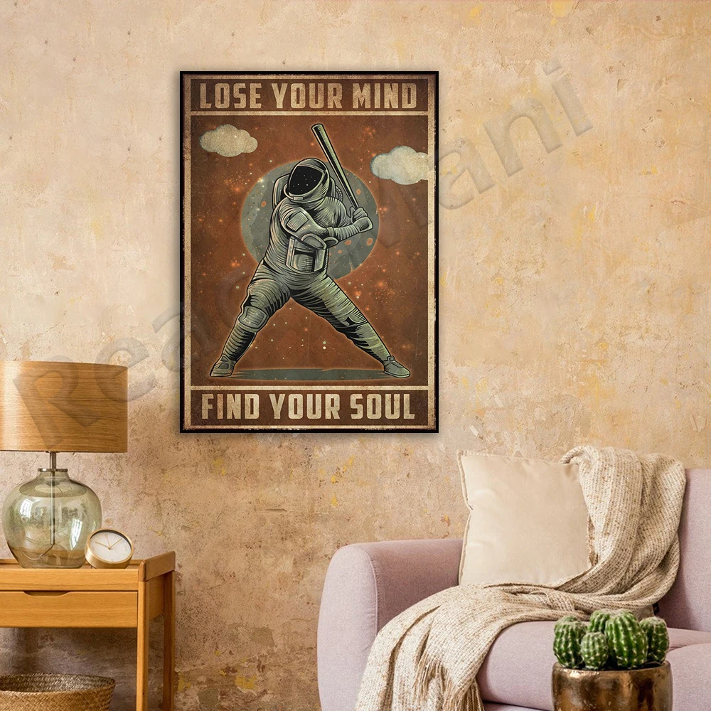 baseball astronauts lose their minds find your soul poster, baseball poster, gifts for baseball players, baseball gifts for boys