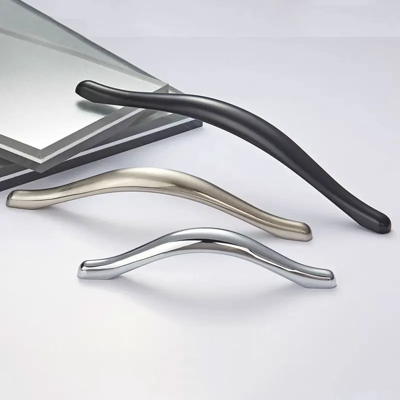 Modern Simple Black Cabinet Handle Zinc Alloy Furniture Hardware Brushed Nickel Chrome Wardrobe Pulls Cupbpoard Door Knobs