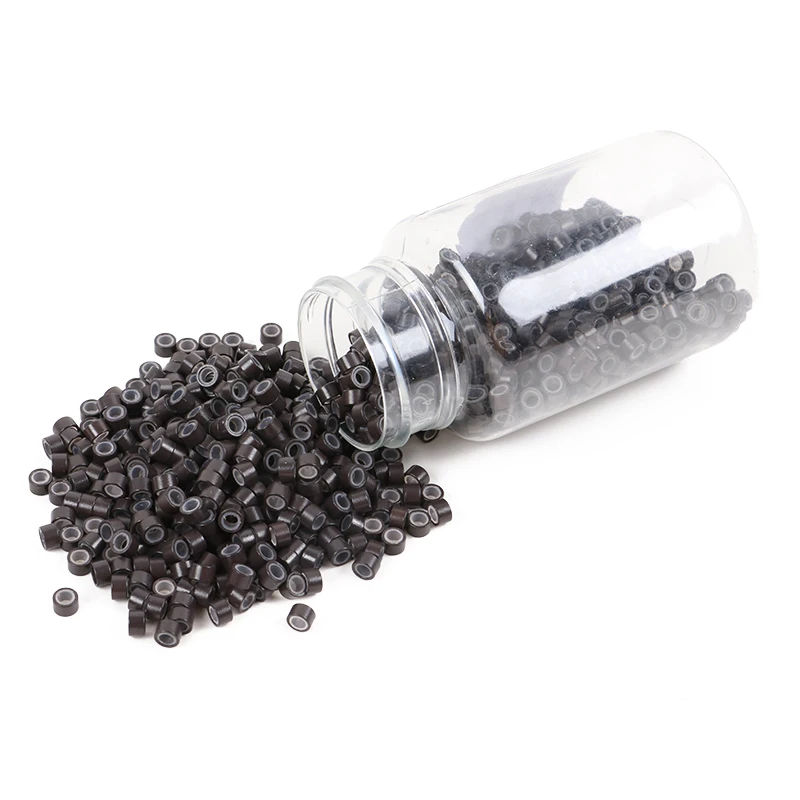 1000pcs 4.5x2.5x2.5mm Micro Ring Aluminum Beads Silicone-Lined Tube 8 colors for Keratin tip Hair