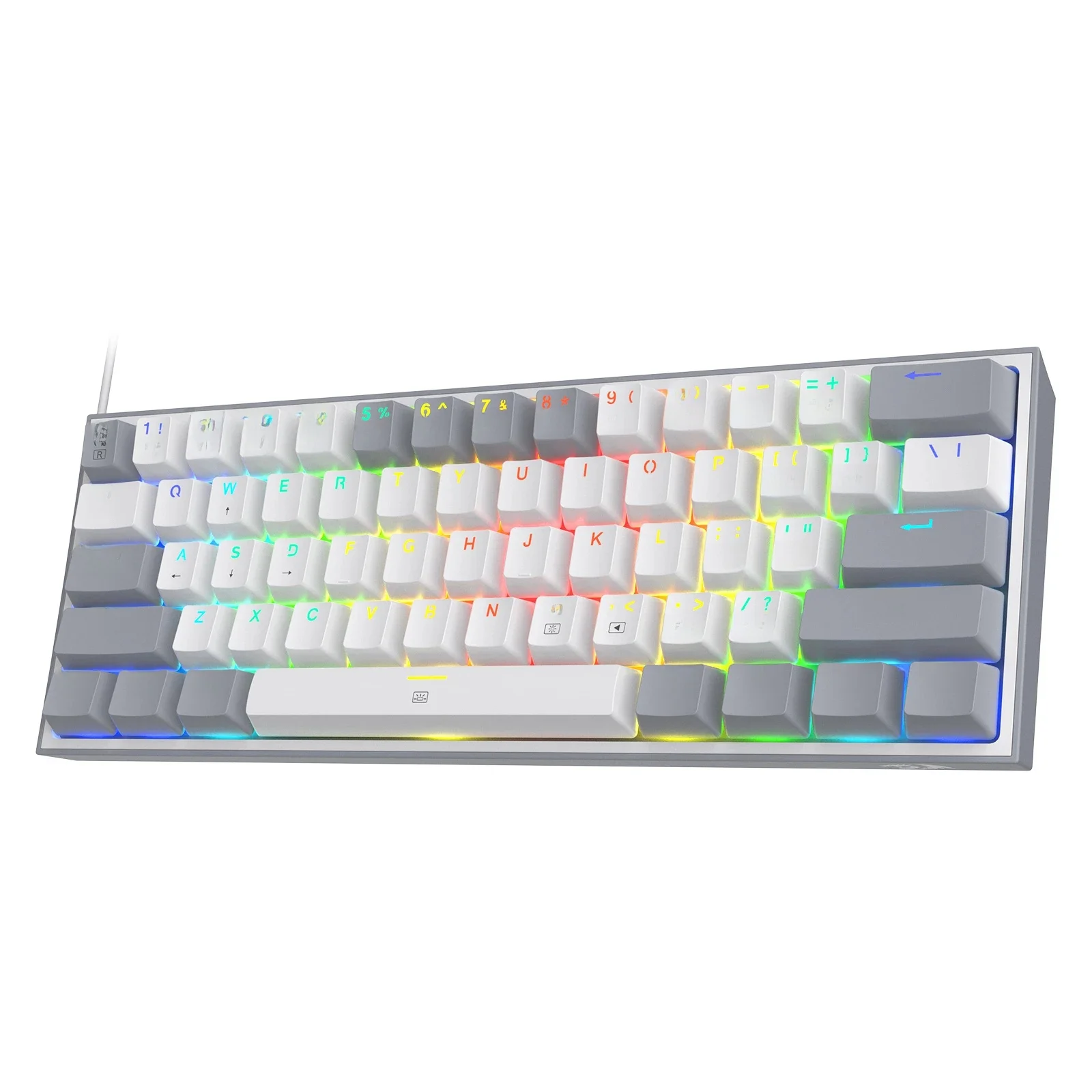 Redragon K617 Fizz 60% bedraad RGB-gamingtoetsenbord, 61 toetsen hot-swap compact mechanisch toetsenbord rode schakelaar - afbeelding 2
