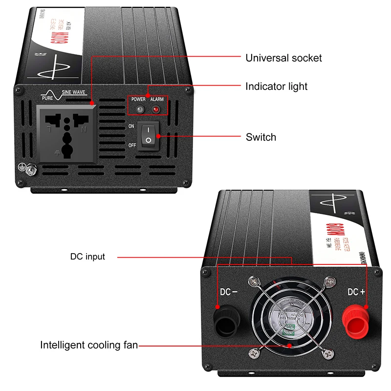 Lamverter Pure Sine Wave Inverter 12V 220V 24V 110V 500W 600W 1000W DC To AC Portable Power Voltage Converter Car Solar Inverter