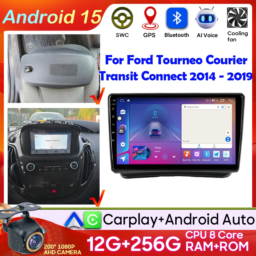 

Автомобильное радио Android 15 для Ford Tourneo Courier Transit Connect 2014-2019 автомобильные интеллектуальные системы стерео DSP видео 2k Carplay BT