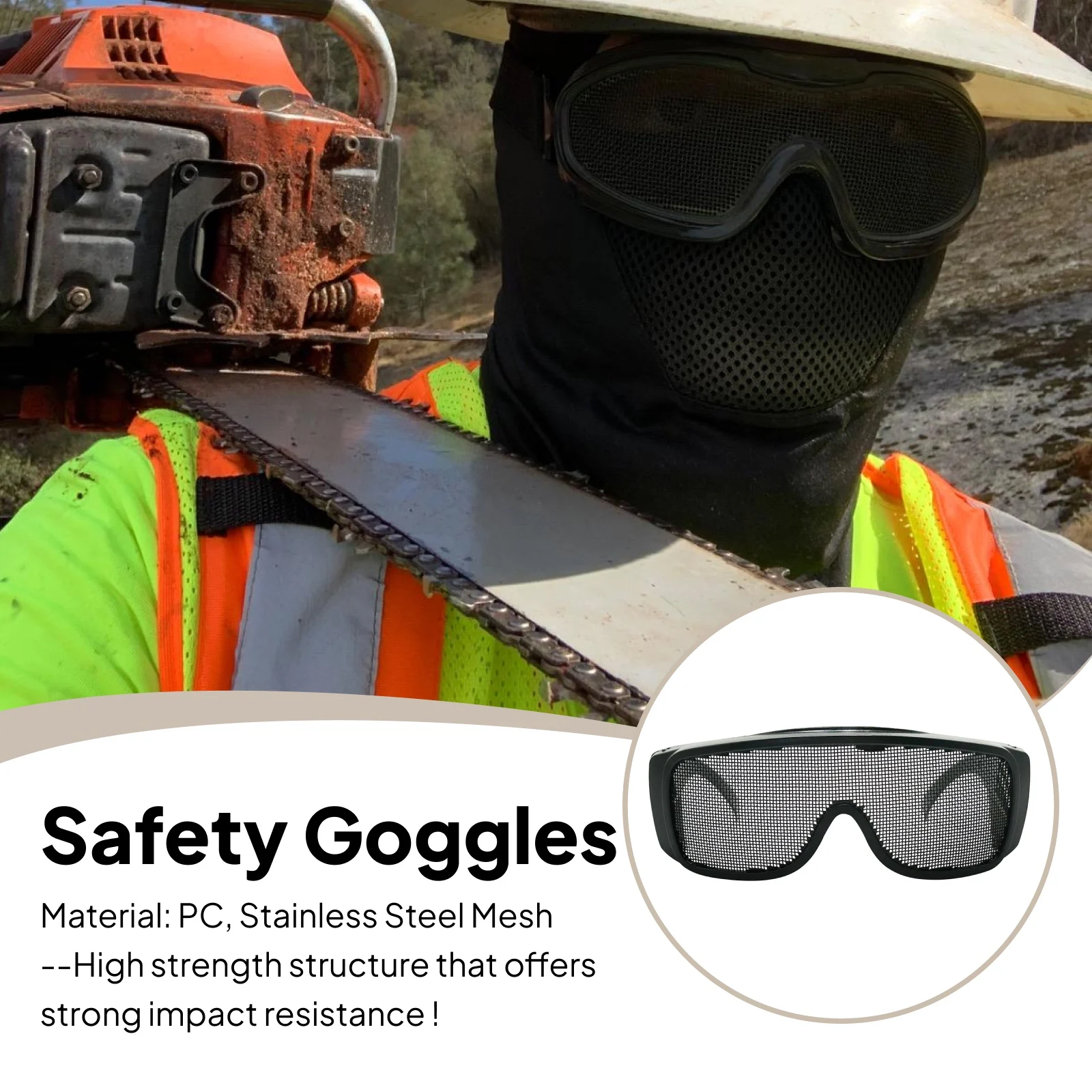 

Protective Goggles Impact Resistant Multipurpose Comfortable to Wear Wire Mesh Goggles for Adults Forestry