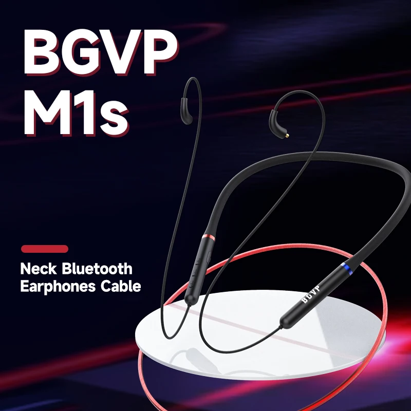 BGVP M1s BK3266 DAC 넥밴드 스포츠 블루투스 5.0 무선 칼라 이어폰 업그레이드 케이블, MMCX 인터페이스, 마이크 AptX4 방수