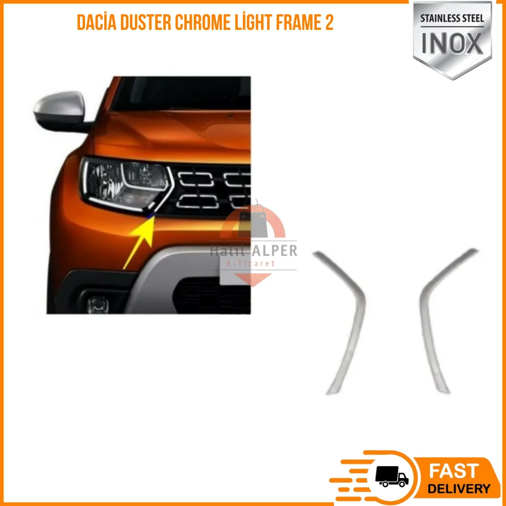 

For Renault Dacia Duster Chrome Grille Lamp Parts Light Frame 2 Piece Stainless Steel Exterior Car Accessories Stickers