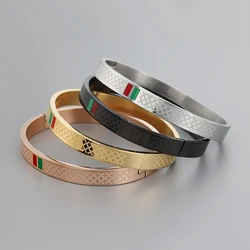 Trendy Bangle for Women Red and Green Charm Stainless Steel Gold Plating Jewelry Lover Bangle Luxury Wedding Female Bangle