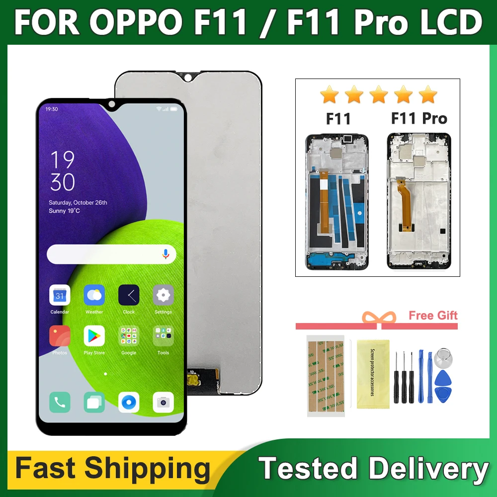 6.53\'\' For OPPO F11 F 11 LCD CPH1913 Display Screen Touch +Frame Digitizer Assembly For OPPO F11 pro CPH1969 Display