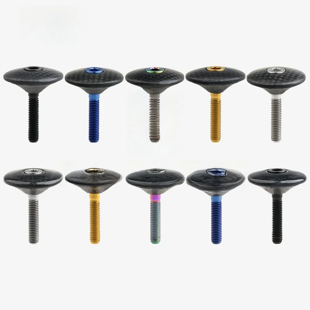 AliExpress Wanyifa 1 1/8" 3K Carbon Fiber Glossy Matte Cycling Headset Stem Top Cap with M6x35 Titanium Bolt