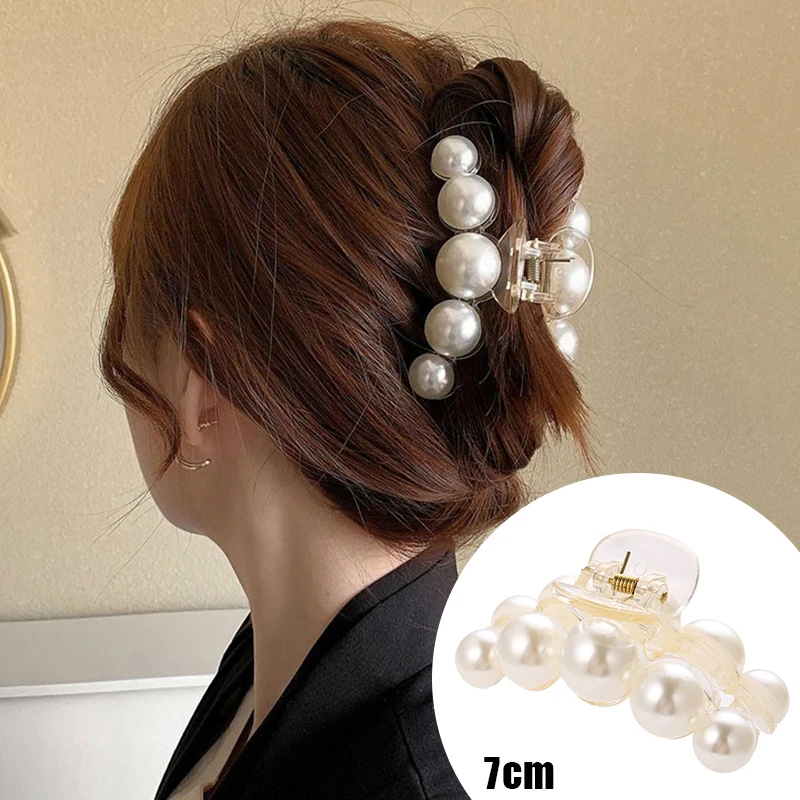 17KM Metal Silver Color Hair Claw Set Pearl Hairpins for Women Elegant Hair Clips Geometric Hair Accessories Crystal Barrette