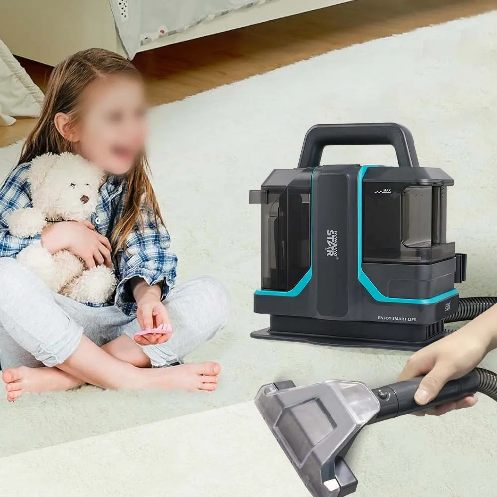 Pulitore per tappeti 220-240V EU, aspirazione ≥11kPa, impermeabile IPX4, serbatoio acqua pulita 1080ml/800ml acqua sporca, cavo 5m, ≤80dB, rimuovi macchie portatile per divani imbottiti, animali