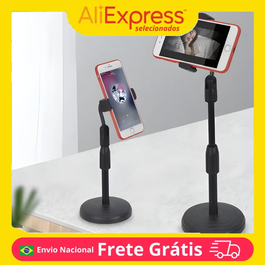 Suporte para Celular L7 Stand com Base Preto Resistente Ajustável Assista Videos à Vontade - DS11193 ENVIO IMEDIATO