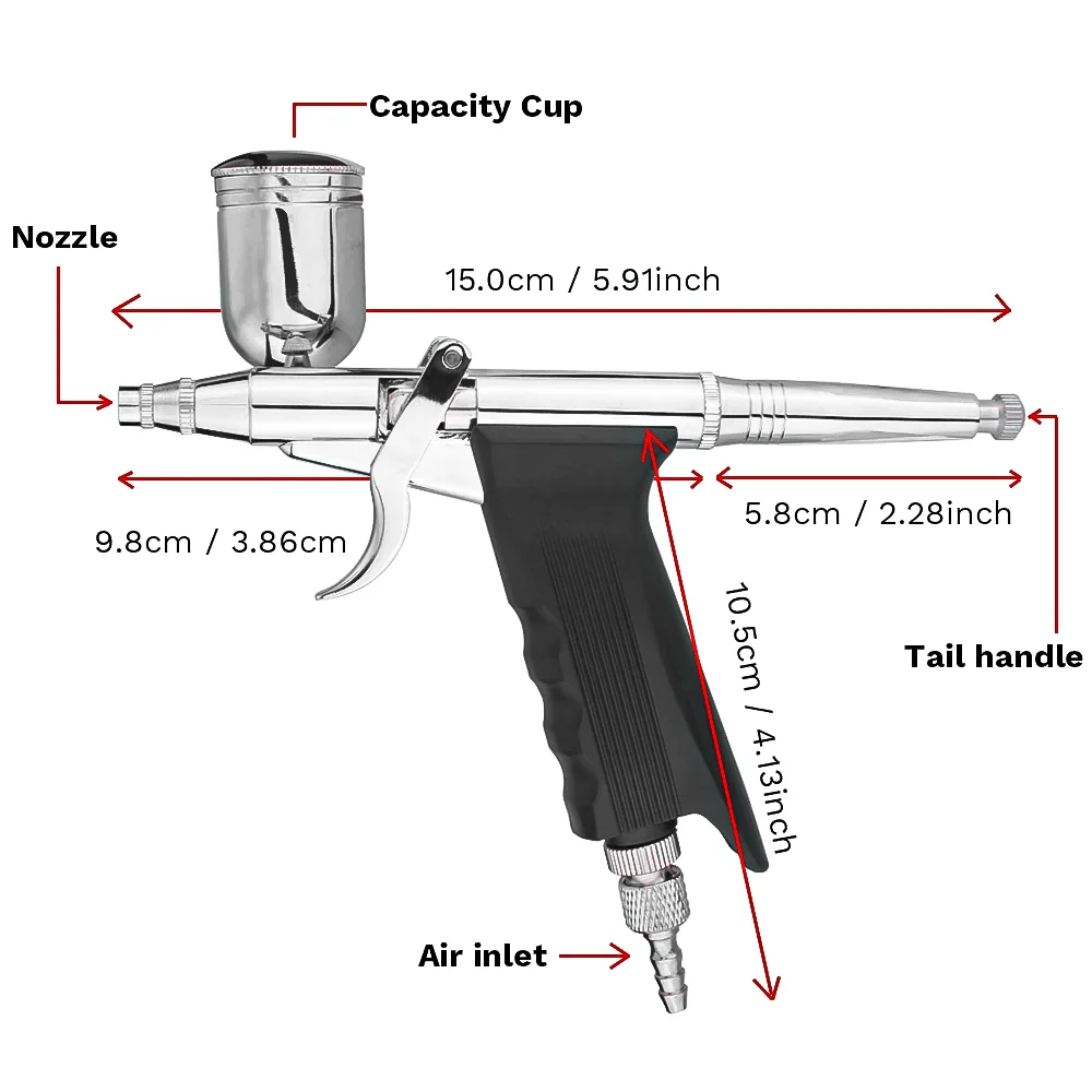 Professional Trigger Air-Paint Control Gun Airbrush for Makeup Model/Body/Car Painting, Nail Arts, Cake Decorating, Textiles