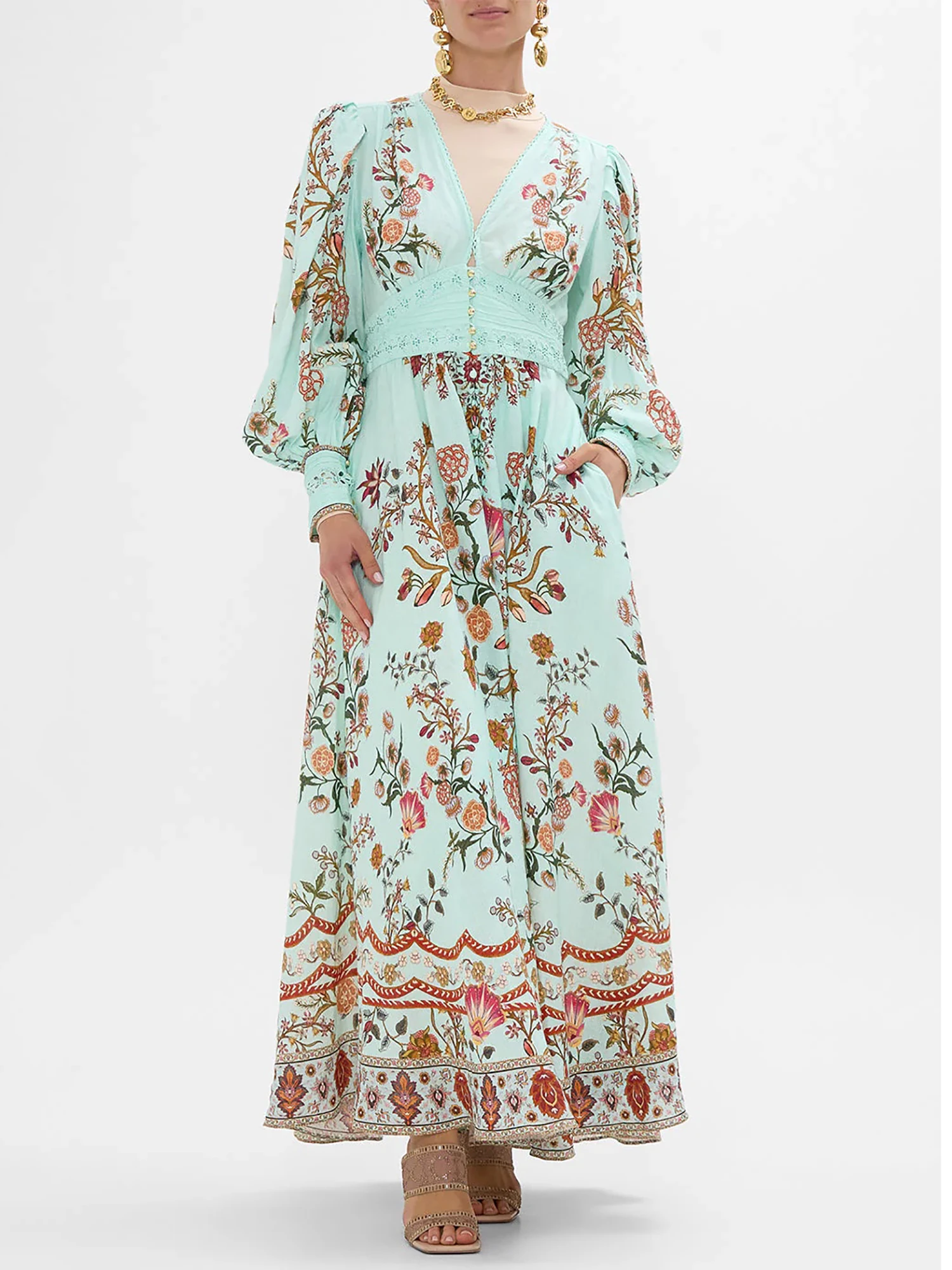 

Женская 100% льняная зеленая туника с v-образным вырезом и длинными рукавами, летнее австралийское шикарное дизайнерское платье для подиума