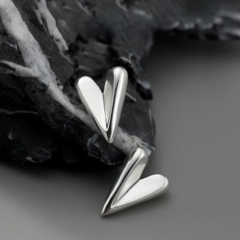Modian 925 Sterling Silver nieregularna, modna serduszka kolczyki dla kobiet stackowalne wykwintne kolczyki do uszu klasyczna biżuteria — zdjęcie 2