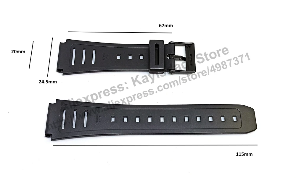 Casio EB-3002 , JC-11 , W-740 , W-740G , W-740GMV , JC-10 , W-54US , W-740B - 20mm Black Rubber Replacement Watch Band Strap