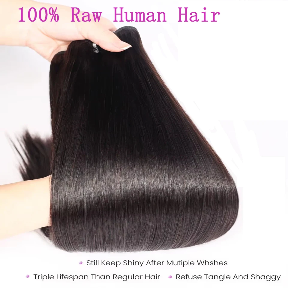 Alta calidad brasileño 26 28 pulgadas virgen sin procesar Remy 15A extensiones de cabello humano lacio hueso 3 4 paquetes doble weft 5