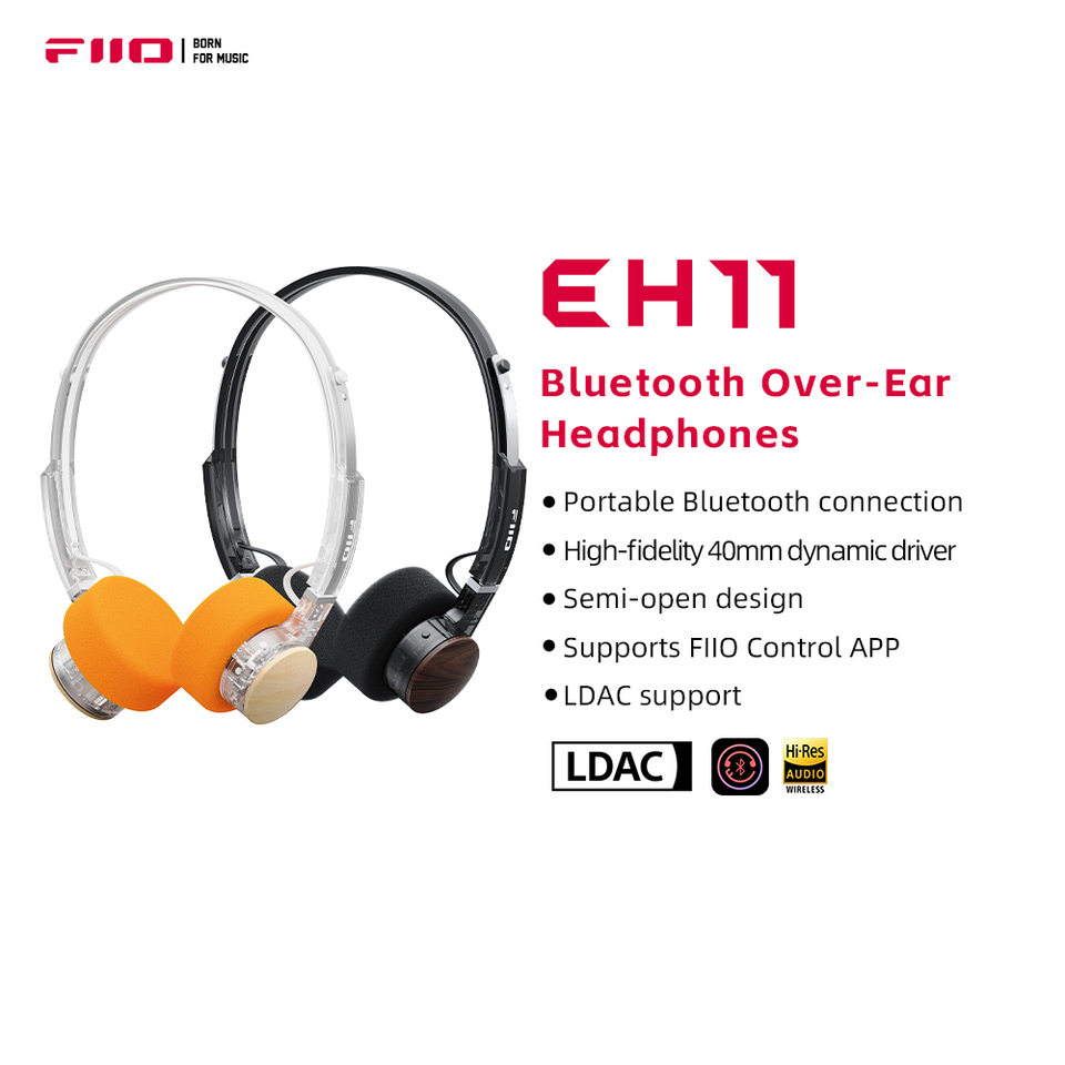 FIIO EH11 On-Ear Bluetooth Headphones with LDAC Hi-Res Audio, 30H Battery, Lightweight Retro Design, Dual Device & App EQ