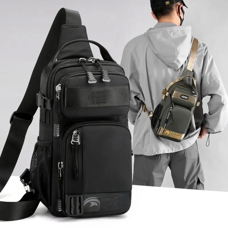 NEW Fashion Man Small Chest Bag Phone Pocket Crossbody Shoulder Fanny Pack Male Handbag Outdoor Neck Side Crossbody Gym Bags 가방 — zdjęcie 2