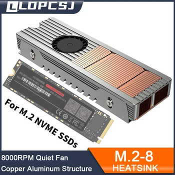 LDPCSJ M.2 NVME SSD 방열판, 저소음 팬이 있는 구리 및 알루미늄 구조, 액티브 쿨링 2280 솔리드 스테이트 드라이브 쿨러