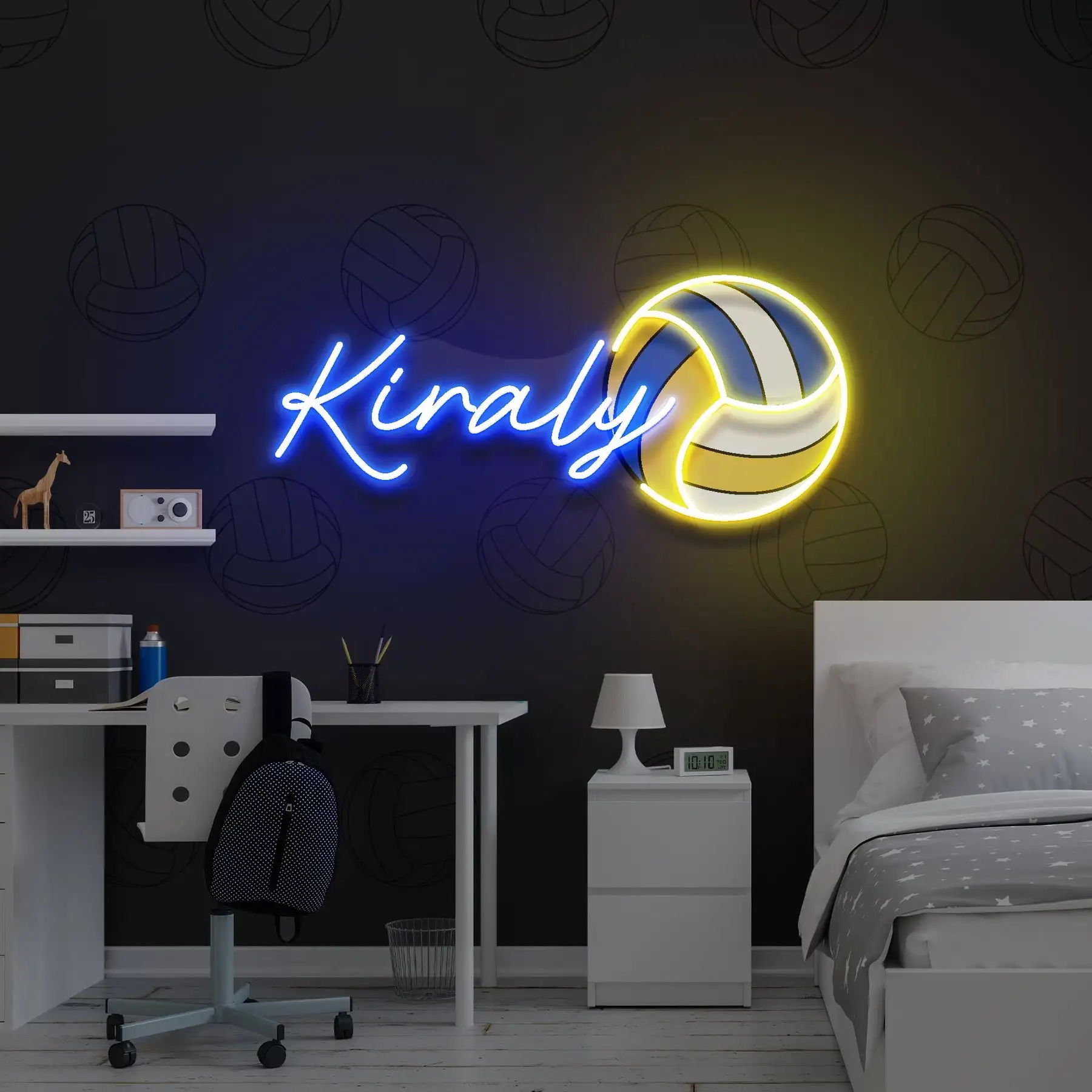 

Custom Name Neon Sign Volley Ball Gift For Kids Artwork Led Sign Wall Art Decor Bar Beer Club Game Room Sign Teens Bedroom Neon