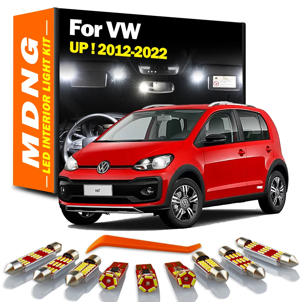 MDNG 7Pcs Canbus Indoor Lamp For VW Volkswagen UP ! 2012-2020 2021 2022 LED Interior Map Dome Light Bulbs Kit Car Accessories