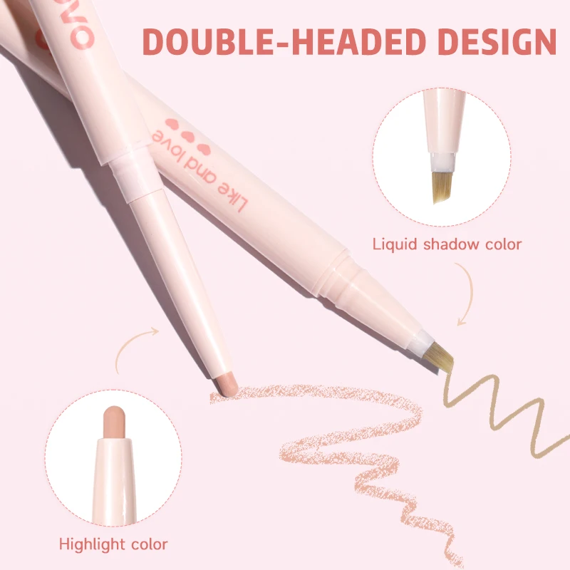 قلم ظلال عيون 2 في 1 وعصا تمييز تحت العين، قلم تفتيح العين غير لامع ولمعان، قلم دودة القز، يدوم طويلاً، غير لزج #5