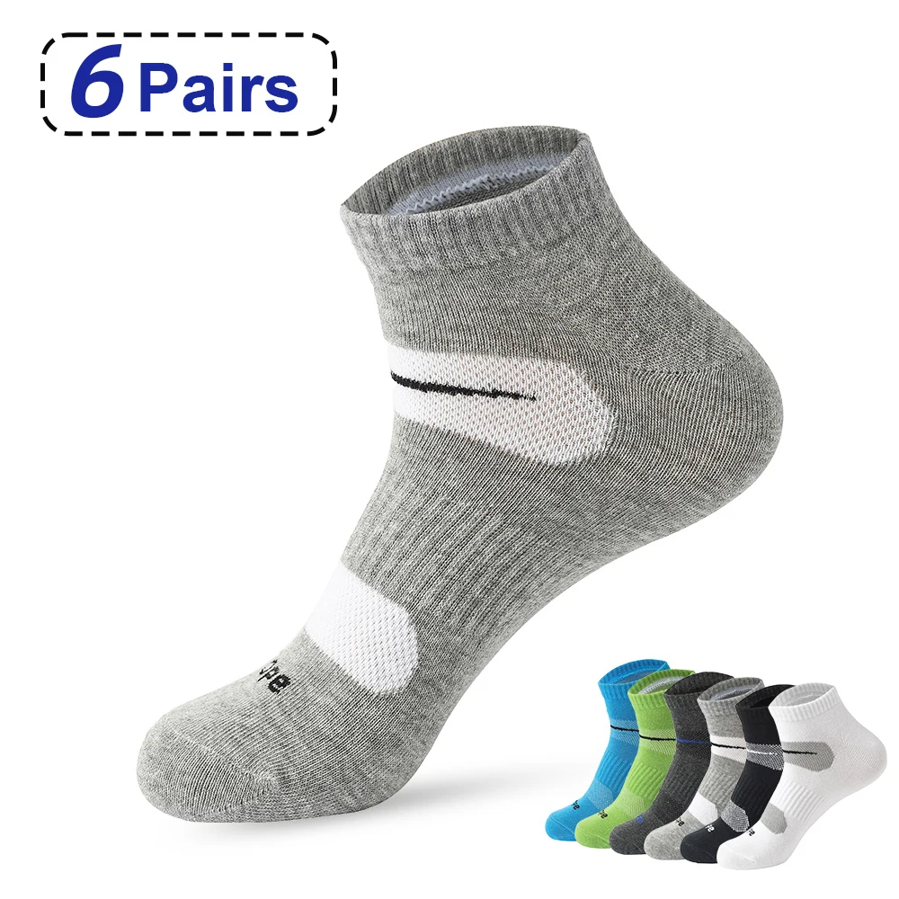 6pairs Men's Short Socks Men's Pure Cotton Ankle Sports Socks Men's Running Mesh Breathable Summer Casual Soft Men's Short Socks