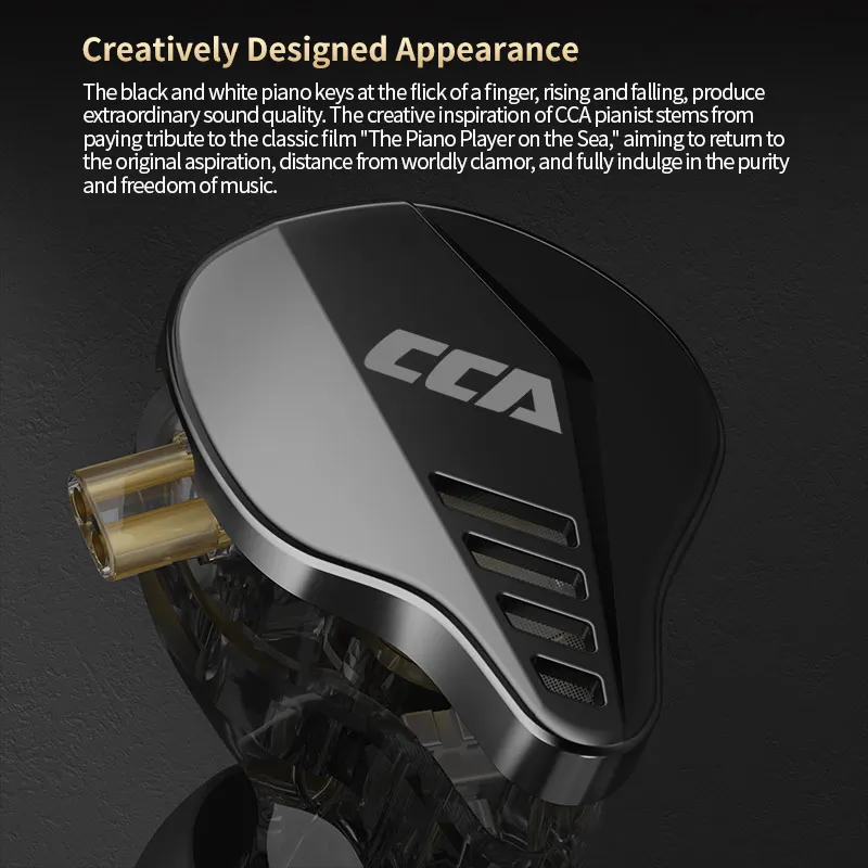 سماعة رأس معدنية داخل الأذن من CCA PIANIST سلكية ، سماعة مزدوجة الديناميكية ، سماعات أذن هاي فاي باس ، شاشة عالية الأداء