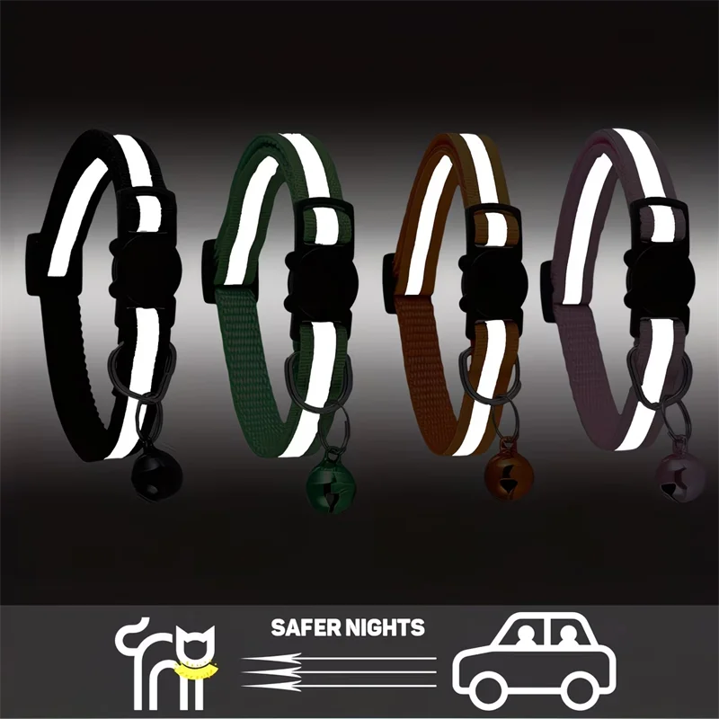 Collar antipérdida reflectante para gatos con placa grabada y campana - imagen 4