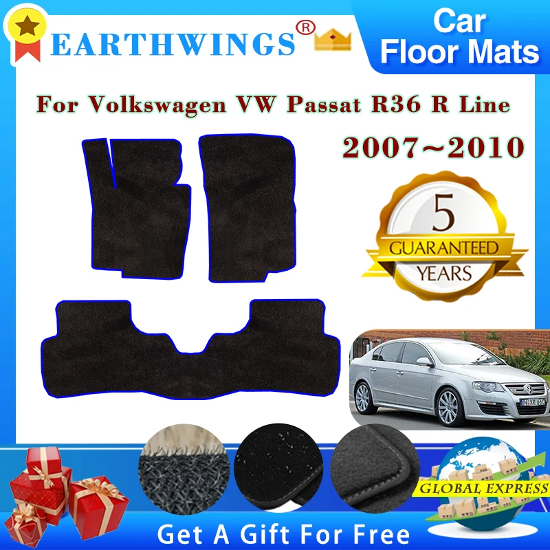 Car Floor Mats For Volkswagen VW Passat R36 R Line B6 2007~2010 Carpets Panel Anti-slip Premium Custom Foot Pads Accessories