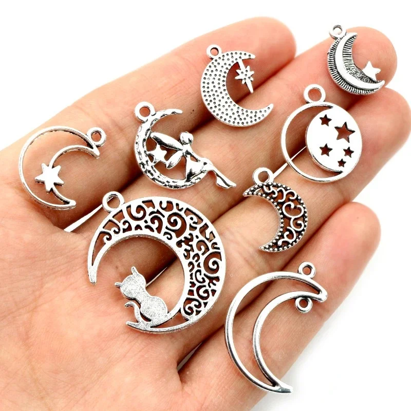 Nowa moda wielu-style antyczny posrebrzane księżyc charms stopu metalu wisiorek DIY tworzenia biżuterii znalezienie akcesoria — zdjęcie 2