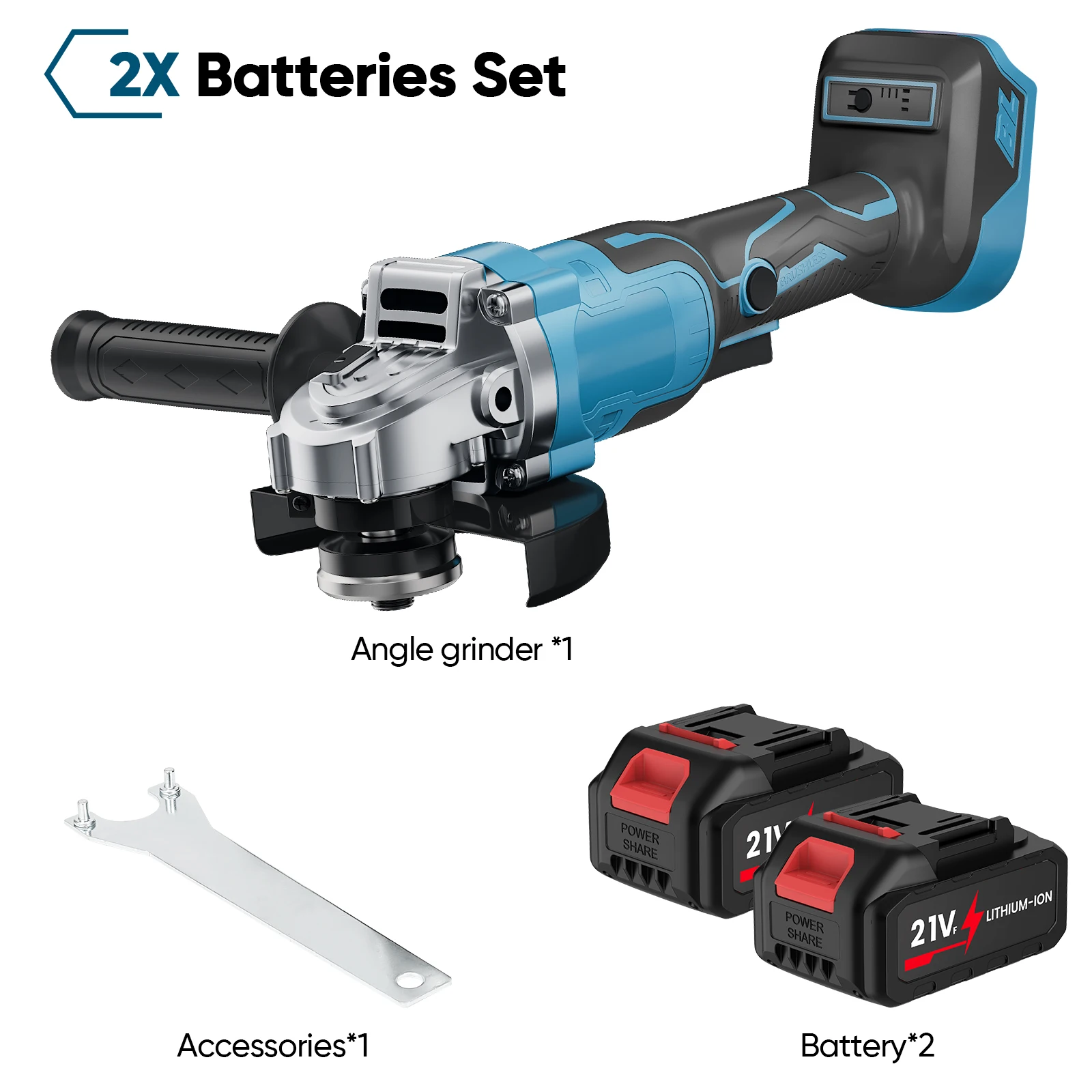125MM Borstelloze Elektrische Slijpmachine met 3 Snelheden, Draadloze Snijmachine voor Thuis-DIY Houtbewerking, Geschikt voor Makita 18V Accu