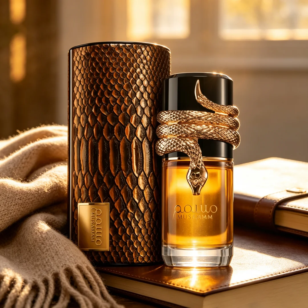 Perfume Feminino Luxuoso musamam 100ml, Fragância Amadeirada Floral Duradoura, Frasco Transparente com Ouro