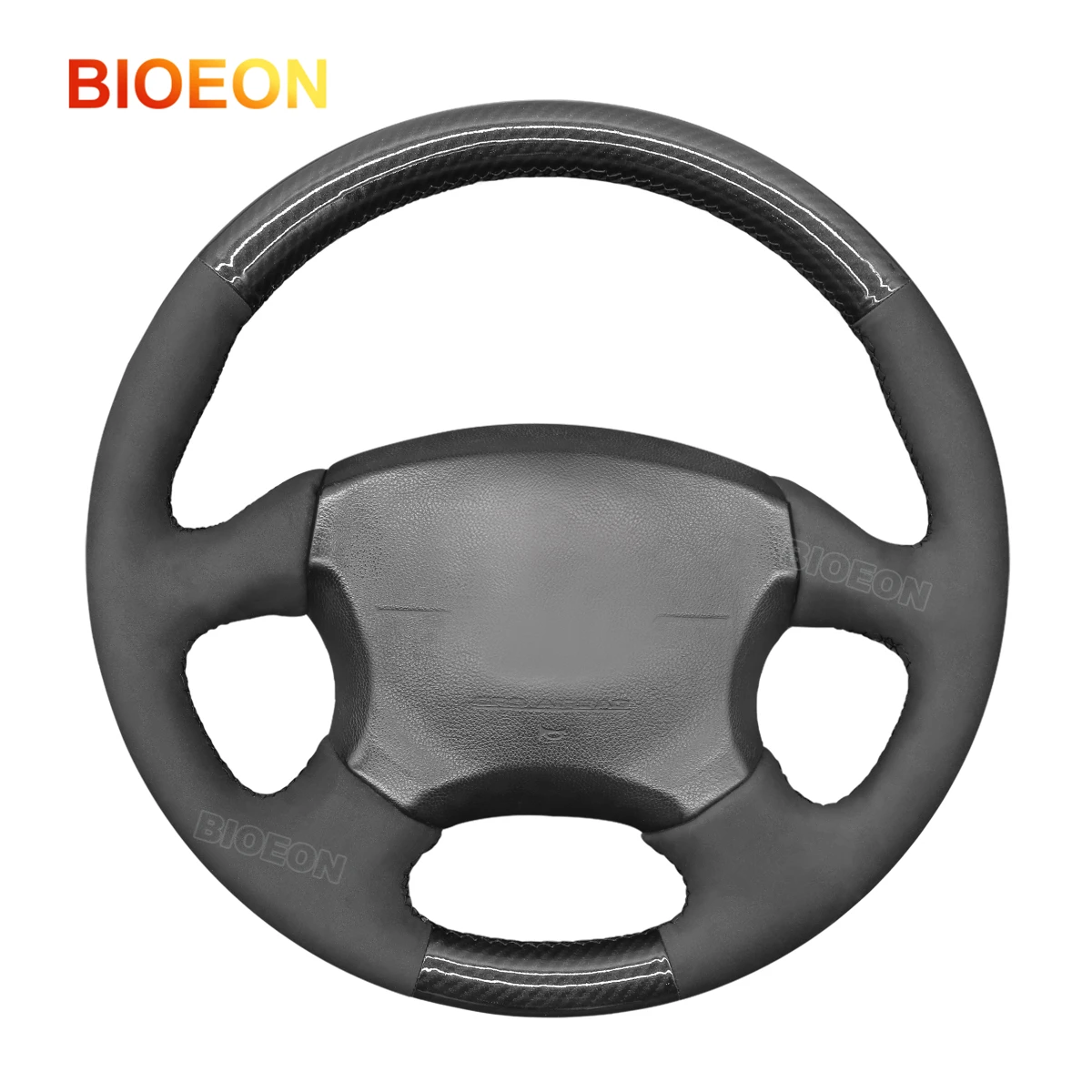 Bioeon Bioeon Black PU Carbon Fiber Suede Car Steering Wheel Covers Wrap for Subaru Impreza WRX 2002-2004