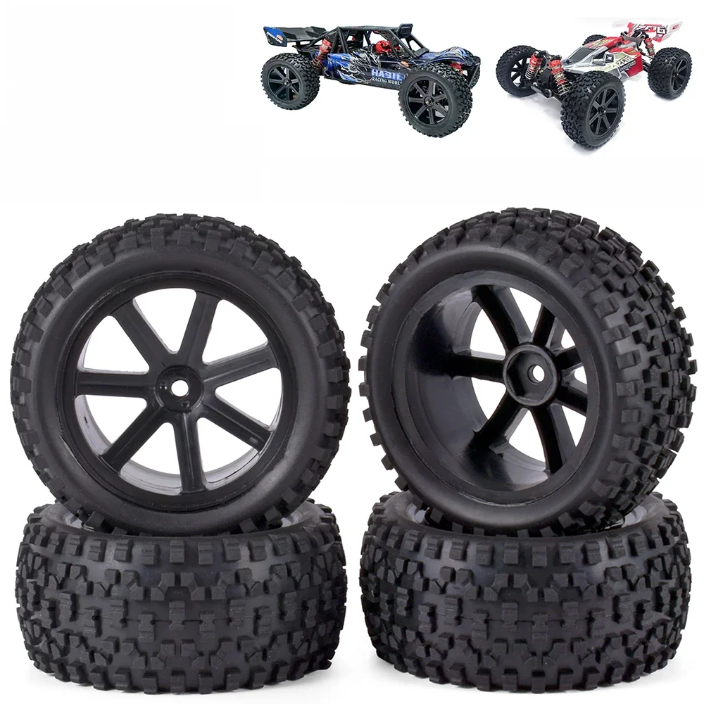 Jeu de roues de pneus avant et arrière, moyeux hexagonaux de 12mm, Inserts en mousse pour Redcat HPI HSP Traxxas ZD Racing RC 1/10, Buggy voiture tout-terrain noir