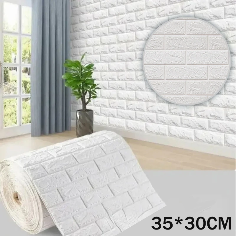 3D-schuim muursticker PVC zelfklevend waterdicht imitatie wit baksteenbehang geschikt voor interieurdecoratie