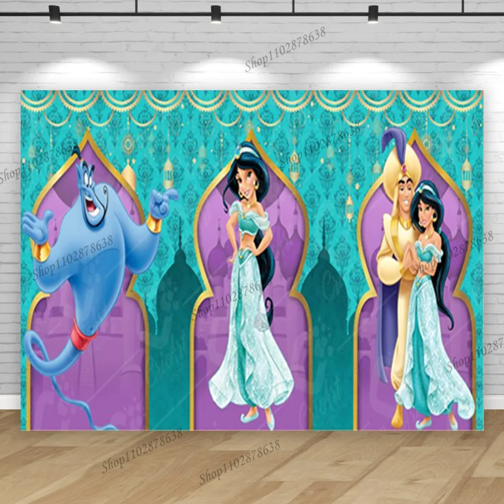 Aladdin Jasmine Backdrop Photography Princess Girl First Arabian Birthday Party Background Rajah Nights Gold Palace Castle Photo