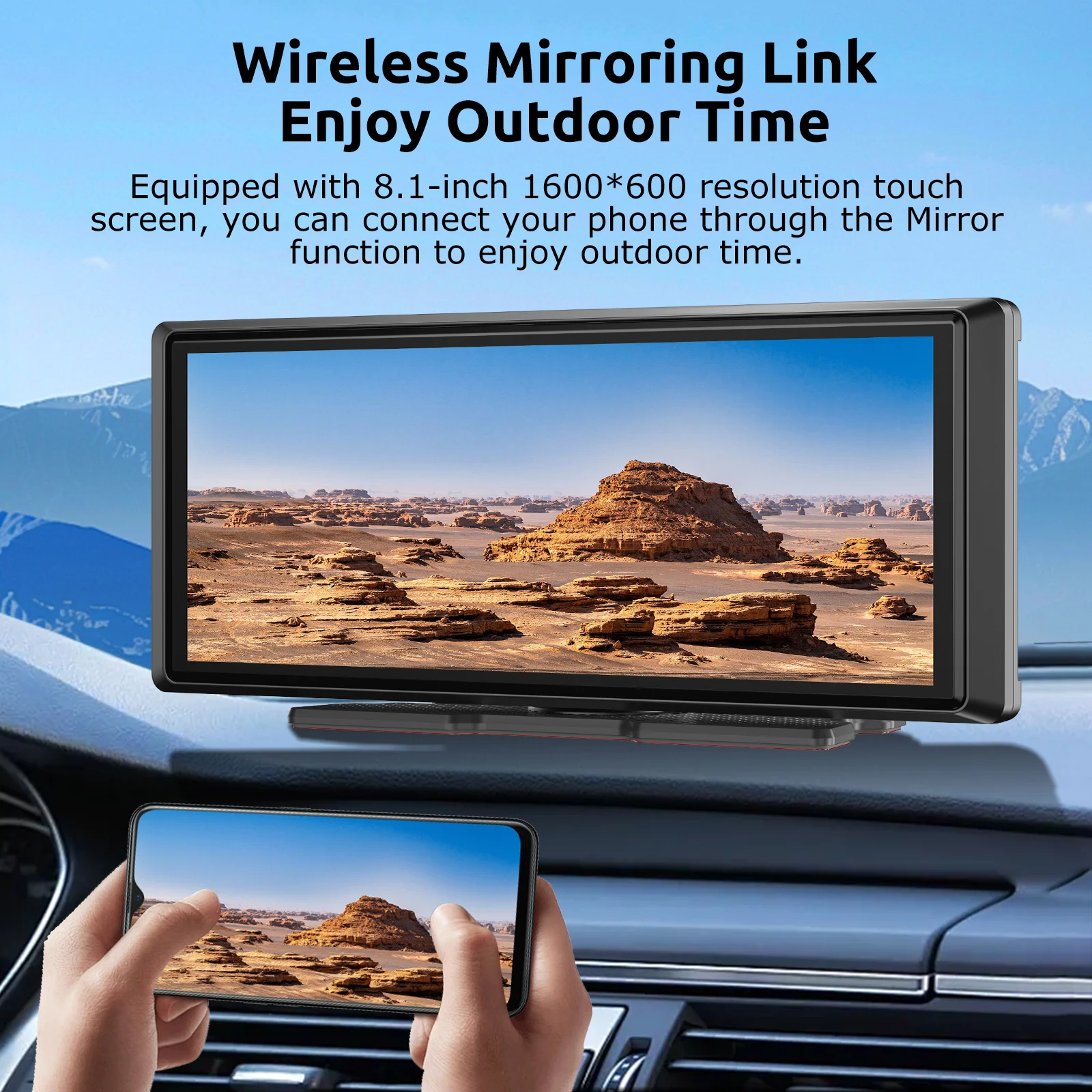ESSGOO 8.1" 4K+1080P Carplay Universal para Coches Camionetas SUV Pickups CarPlay Inalámbrico Portátil Android Auto WiFi Navegación GPS FM BT5.3 Reproductor MP5 AUX Mirror Link
